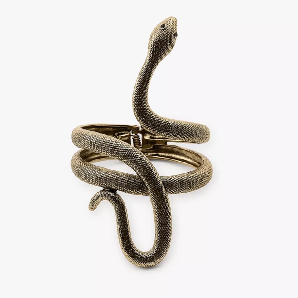 Zara metal snake bracelet, wrapped, large ,textured